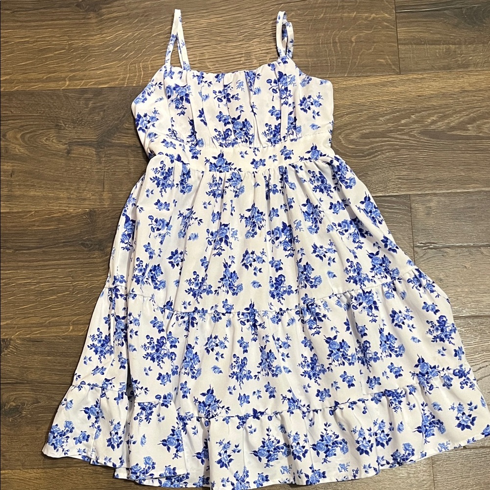 Floral Blue and White Kids sundress